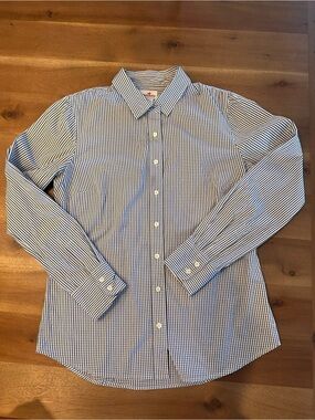 J. Crew Blue and White Gingham Button-Down Shirt